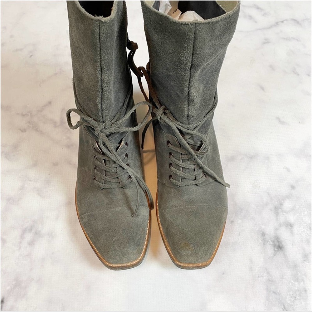 Anthropologie Gray Lace-Up Boots